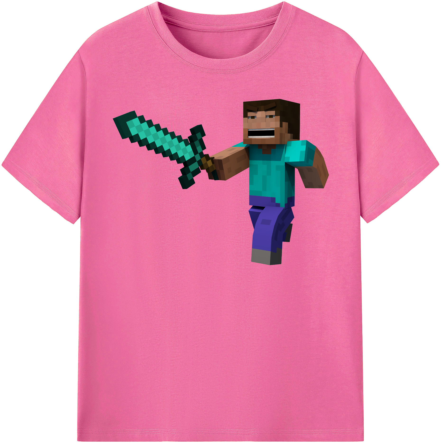 （画像用） マインクラフト ブロックの世界 Minecraft MC Block world レディースカジュアルプリントTシャツ（綿100％）